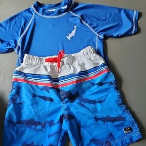Big ChillBlue and Red Rashguard Swim Set 10/12
